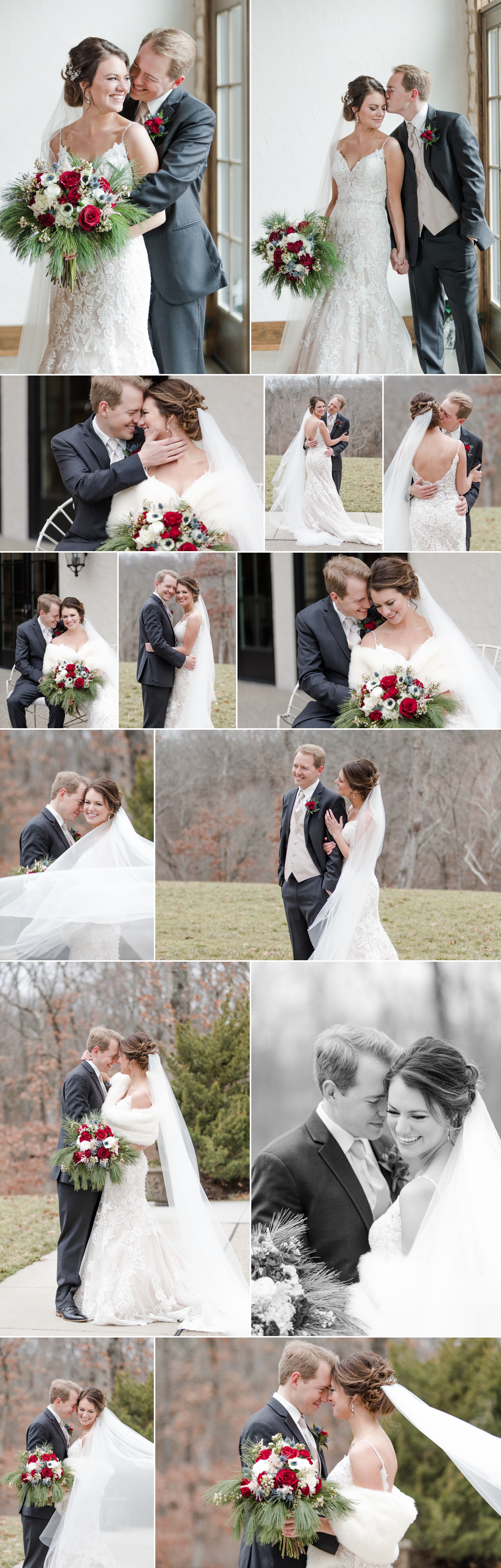 Silver Oaks Chateau Bride and Groom Dress Tux Veil Winter Wedding Photogenics on Location