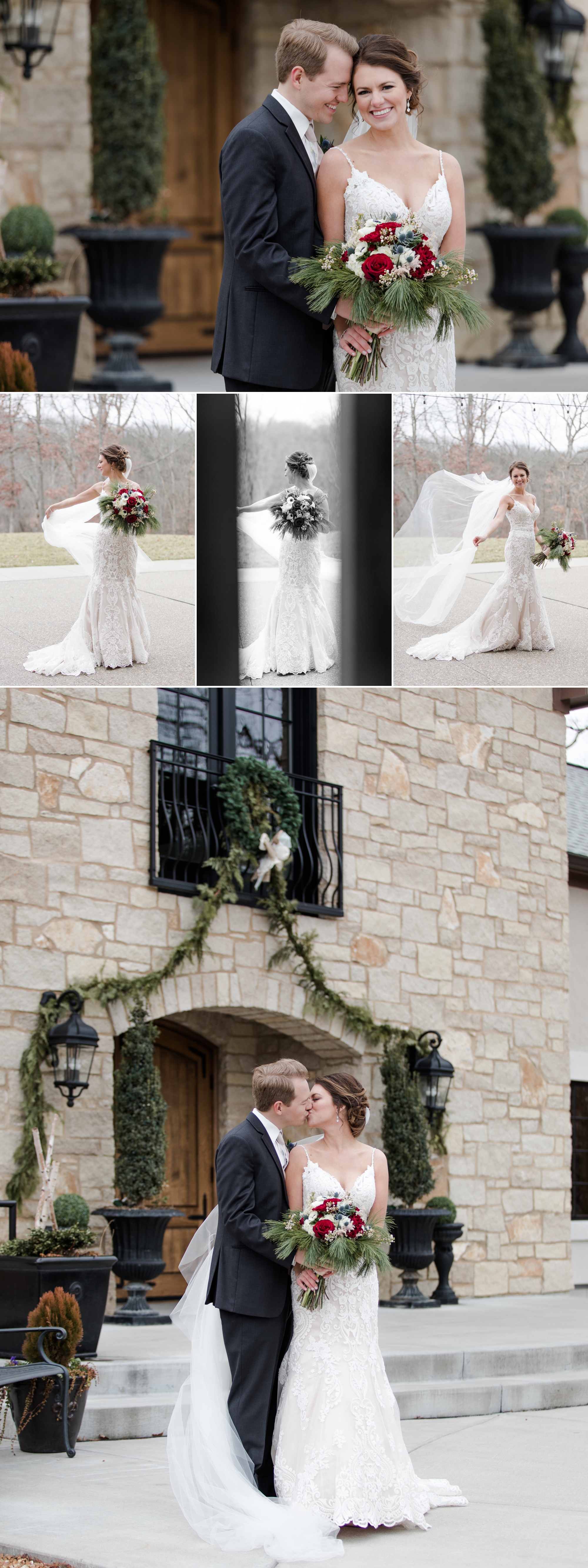Silver Oaks Chateau Bride and Groom Dress Tux Veil Winter Wedding Photogenics on Location