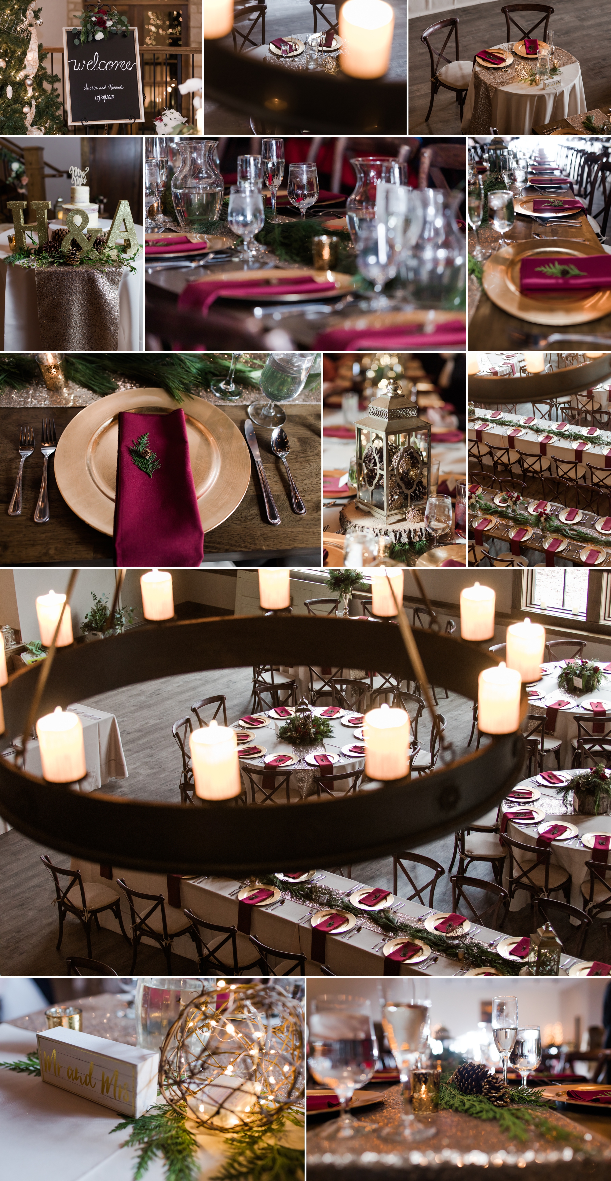 Silver Oaks Chateau Reception Table Settings Winter Wedding Photogenics on Location