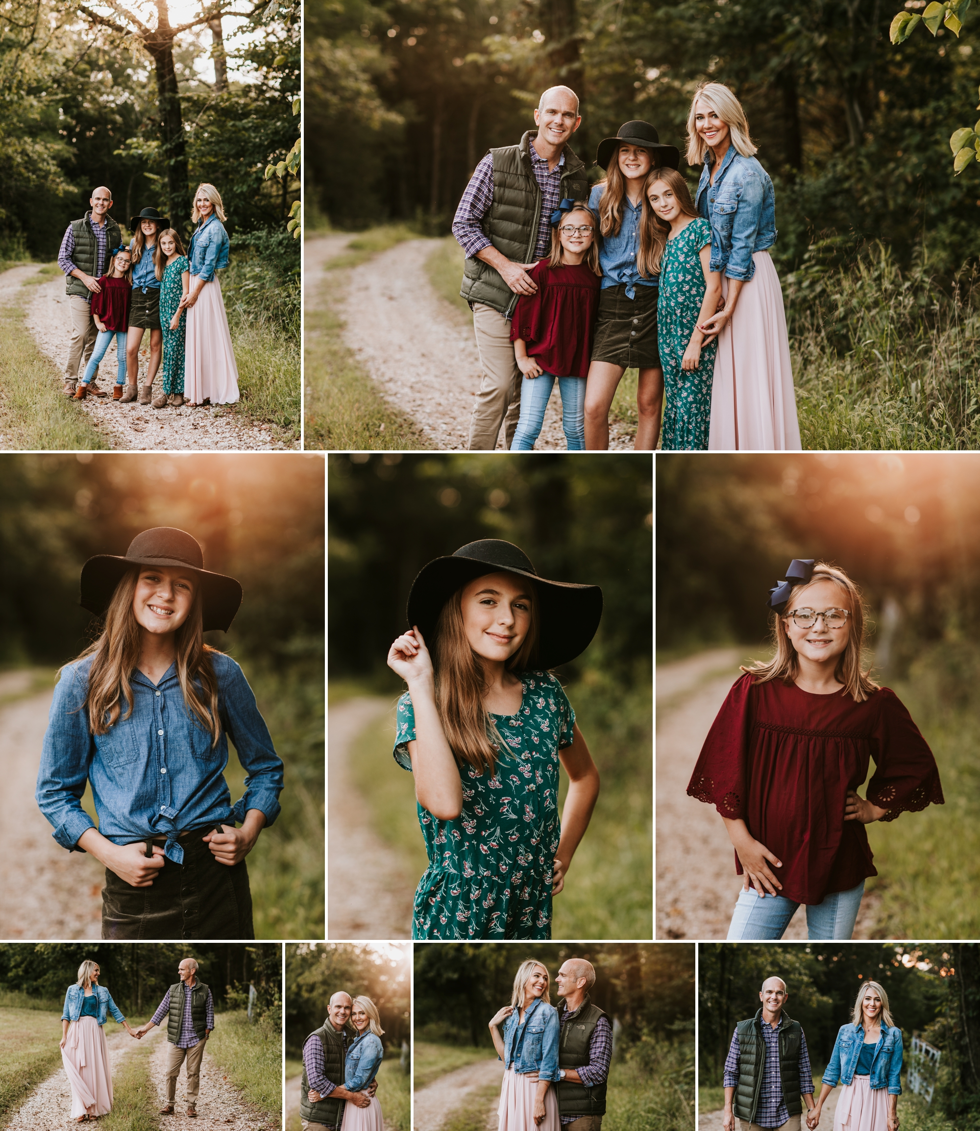 Evening family session with 3 girls and two dogs in a rural setting shot by Dana Marquart at Photogenics on Location.