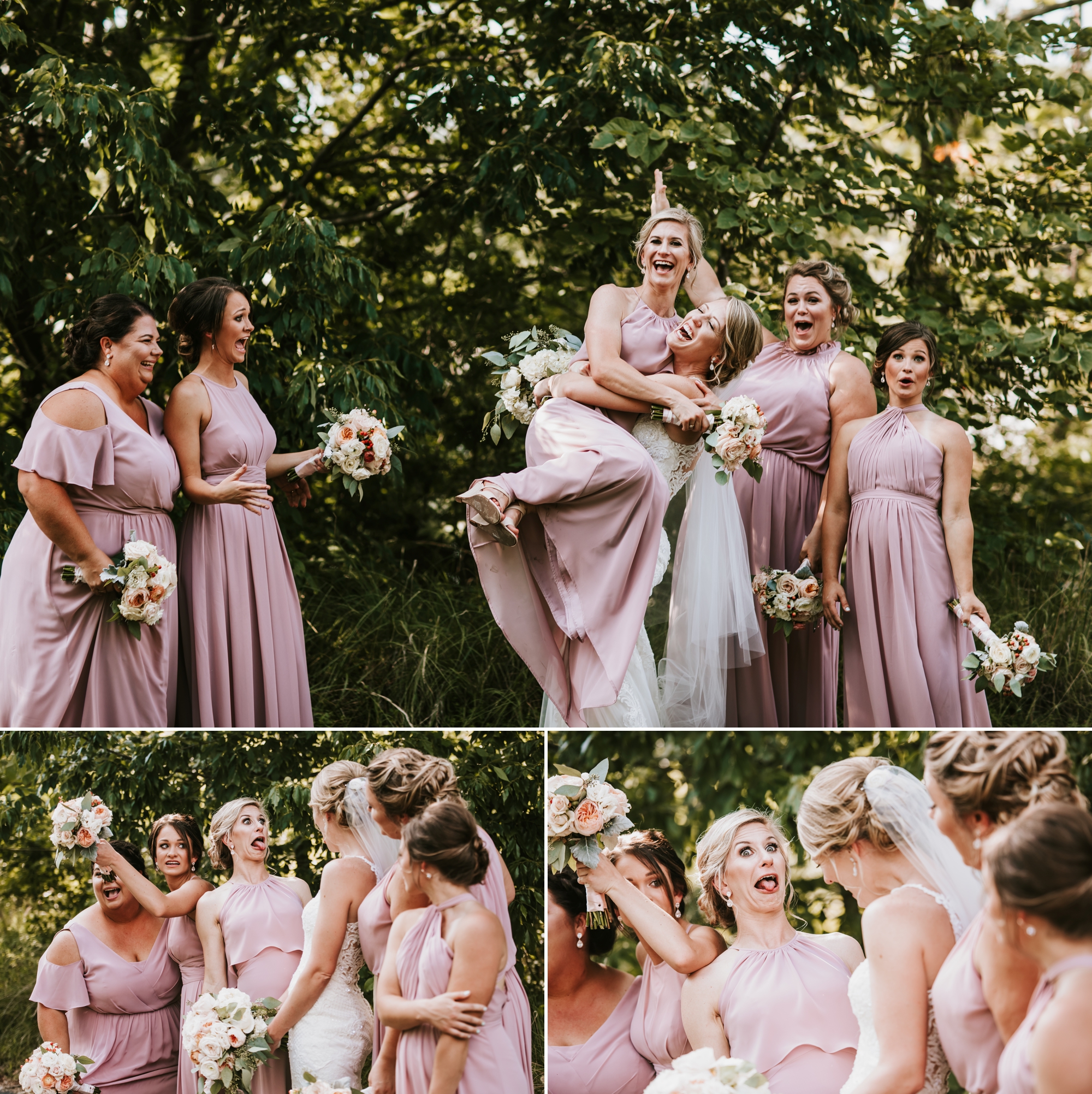 Bridesmaids making silly faces at a photo session.  Bloopers and outtakes Wedding Photographer 63090