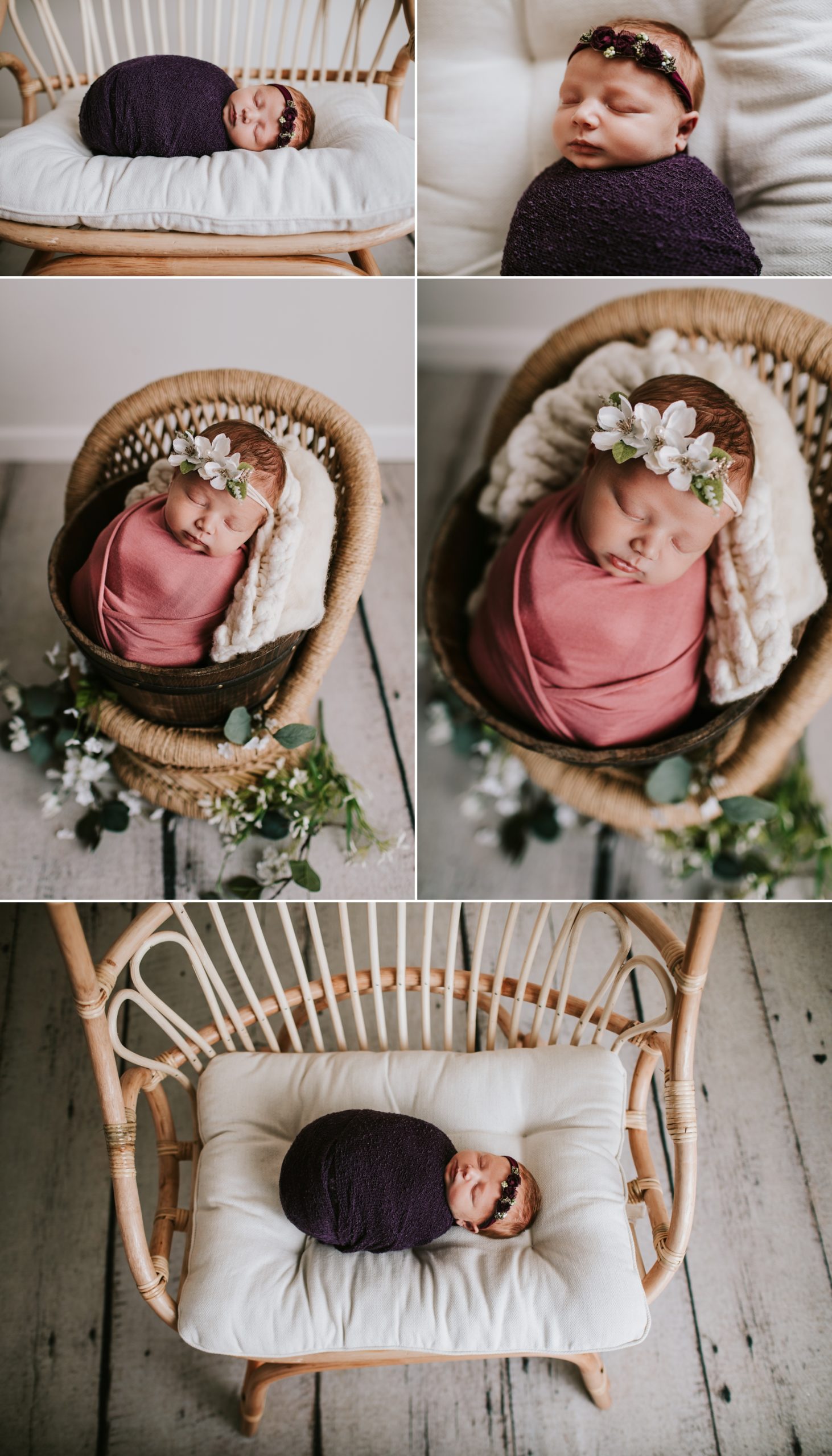 wicker chair maroon headband floral headband baby girl newborn photographer 63090 boho