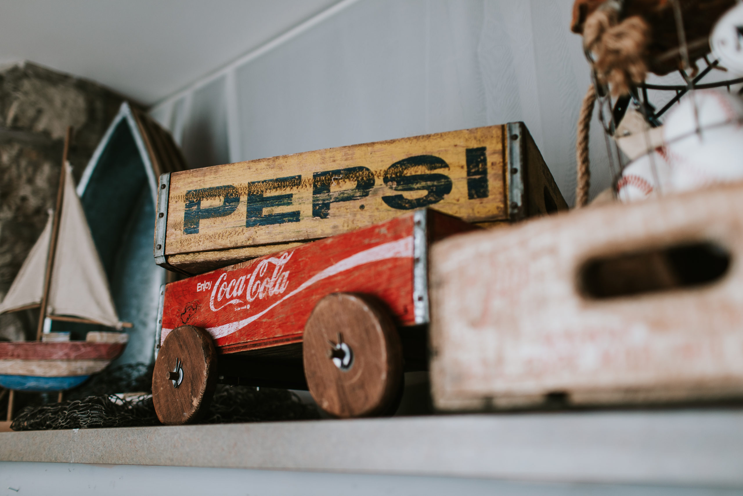 Baseball items and Pepsi and Coke crates used in photography. Photogenics on Location 63090