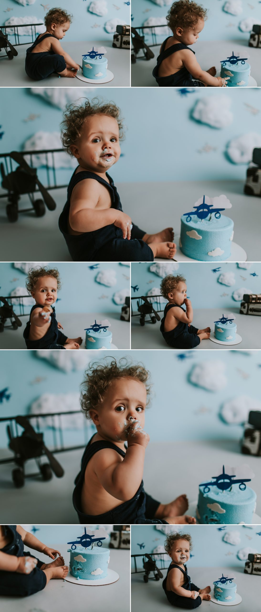 airplane cake smash first birthday boy photography session themes air force