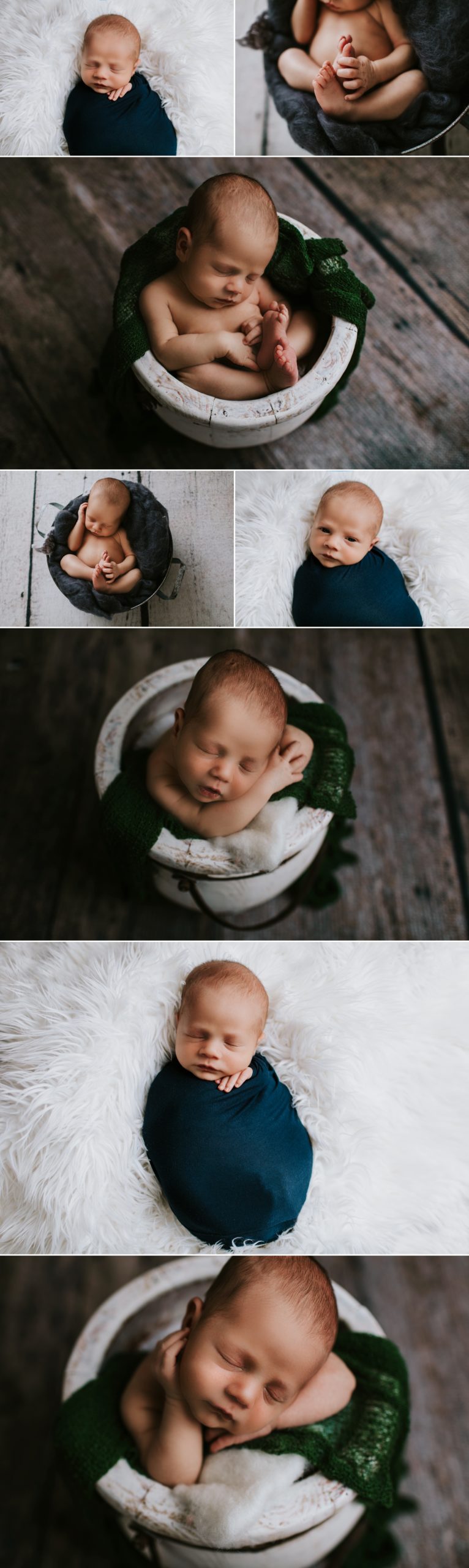 sweet sleepy newborn in a bucket on a rug newborn photographer 63090
